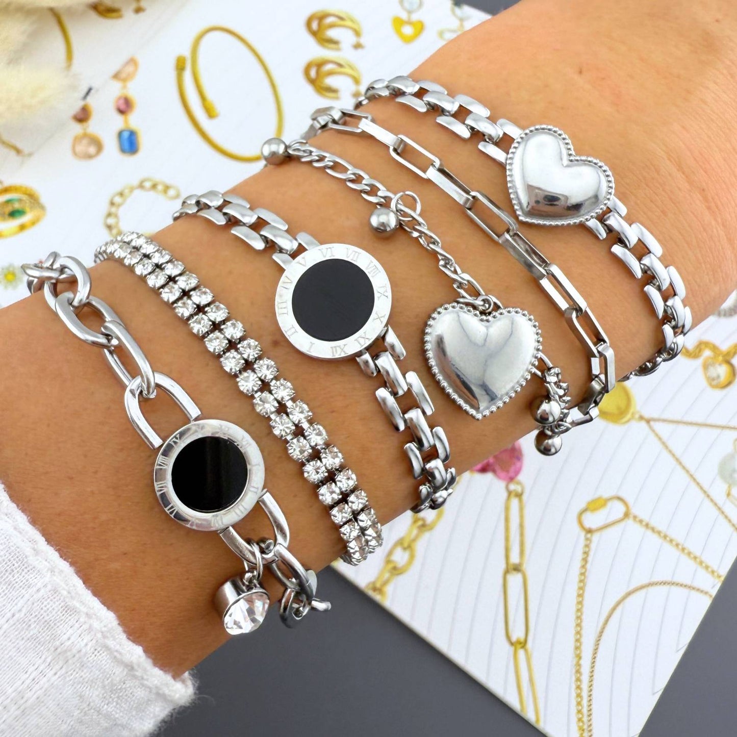 Moderne Hjertearmbånd i Rustfritt Stål