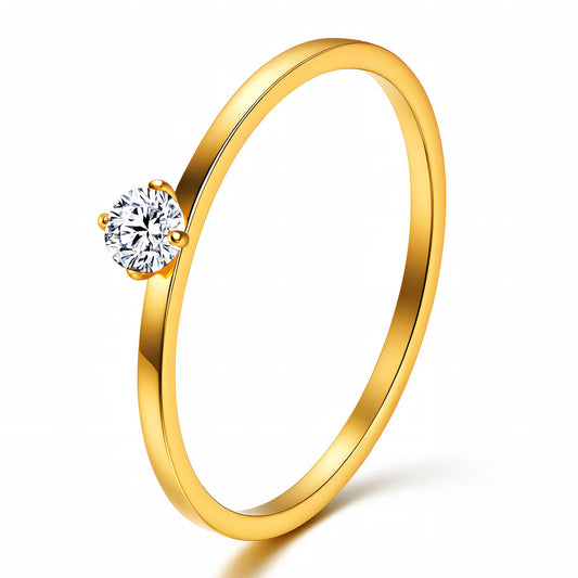 Klassisk Solitaire Ring – 18K Gullbelagt Stål