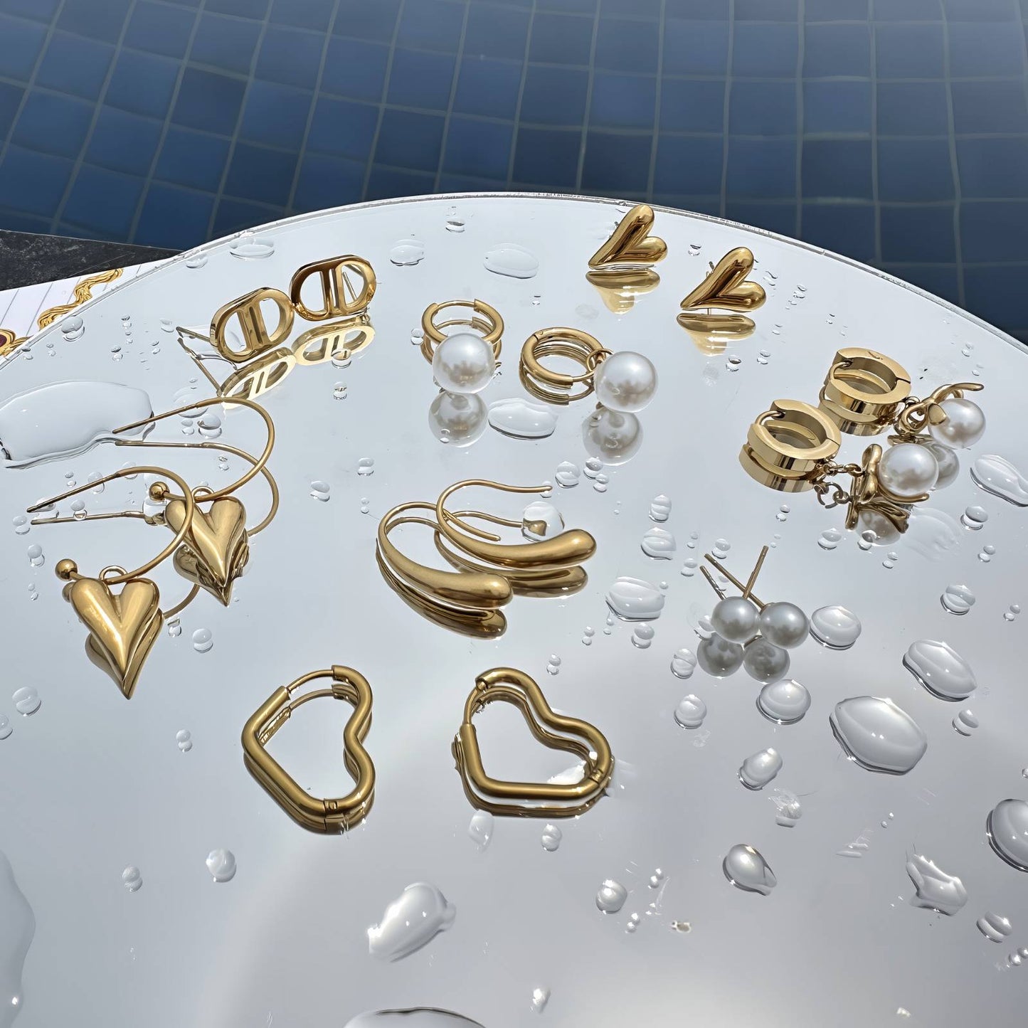 Hjerteformede Øredobber – 18K Gullbelagt Stål