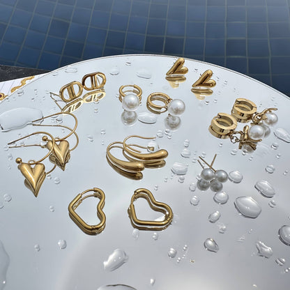 Hjerteformede Øredobber – 18K Gullbelagt Stål