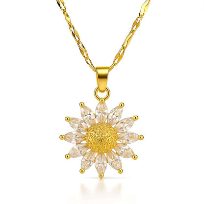 18K gullbelagt blomsterhalskjede med glitrende detaljer