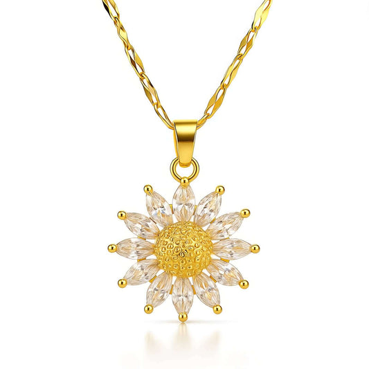 18K gullbelagt blomsterhalskjede med glitrende detaljer