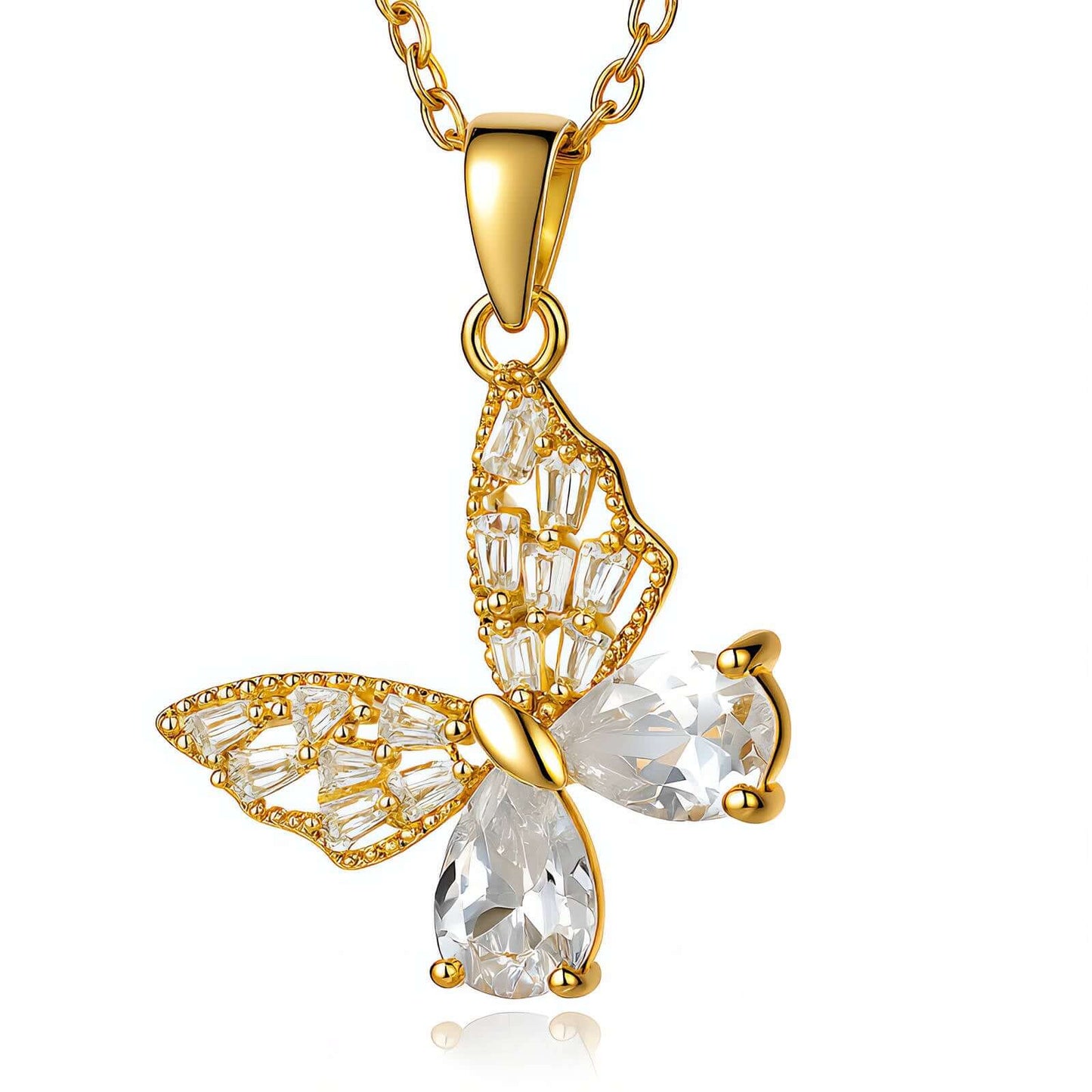 Sommerfugl-halskjede – 18 K gullbelagt stål - elegant, glitrende og unikt