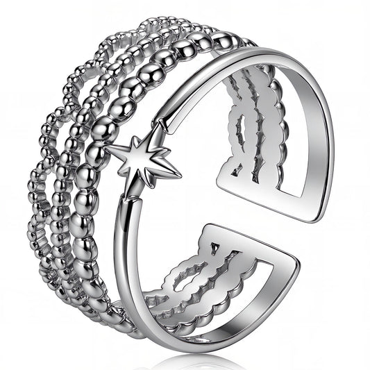 Justerbar stjernetema-ring i rustfritt stål