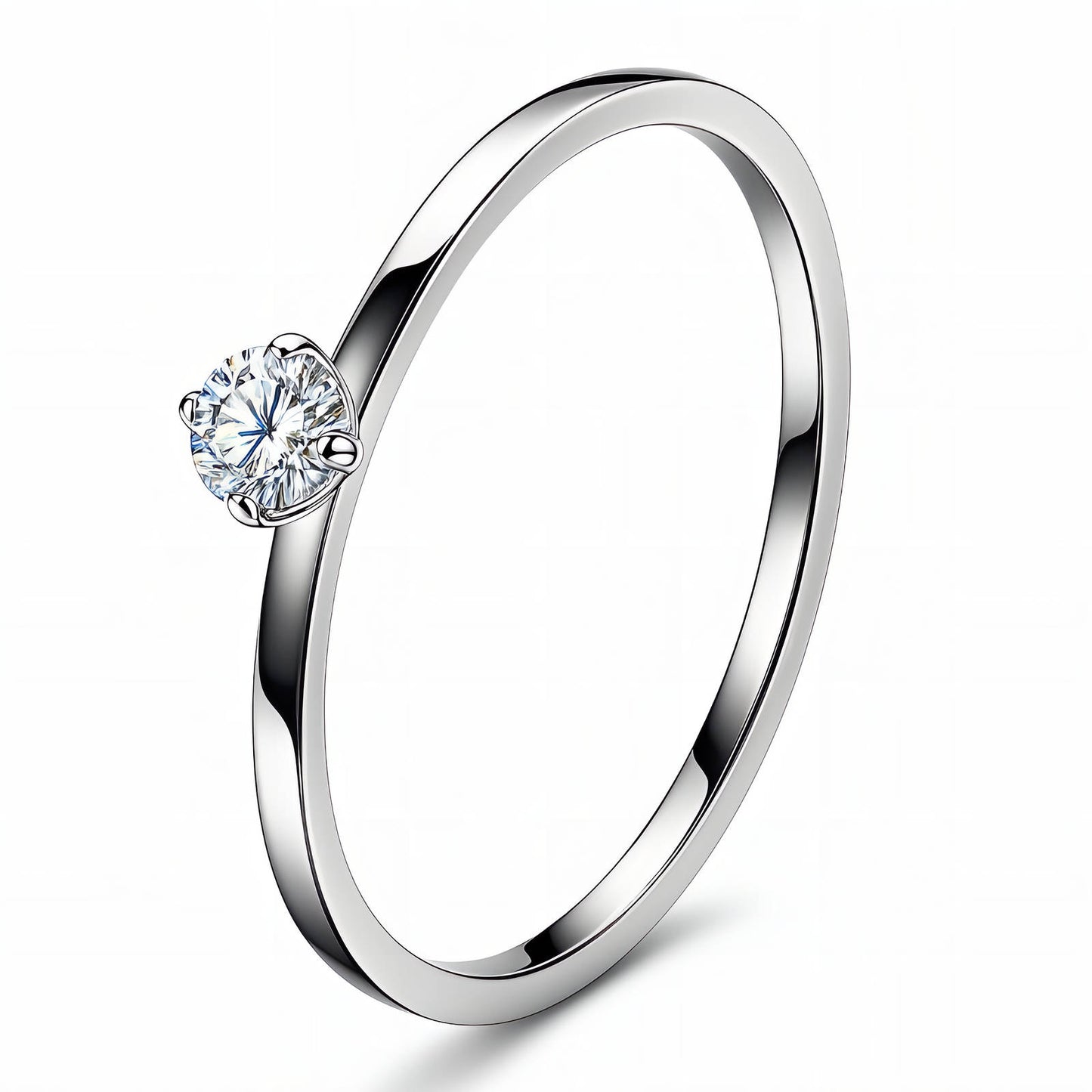 Tynn ring i rustfritt stål med klar zirkonia