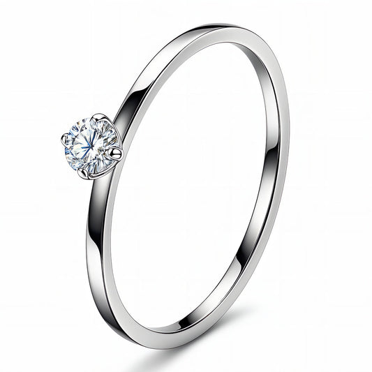Tynn ring i rustfritt stål med klar zirkonia