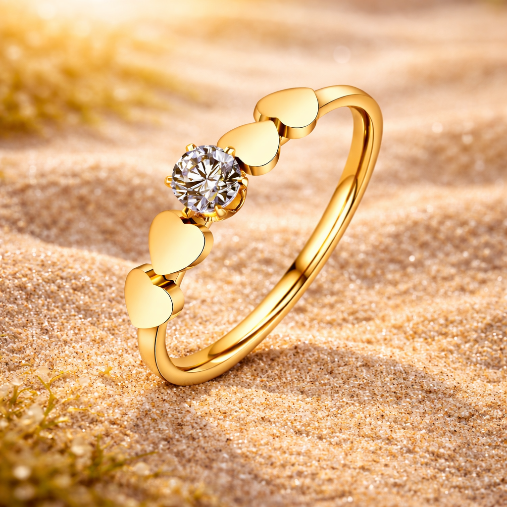 Hearts Ring – 18K Gullbelagt Stål