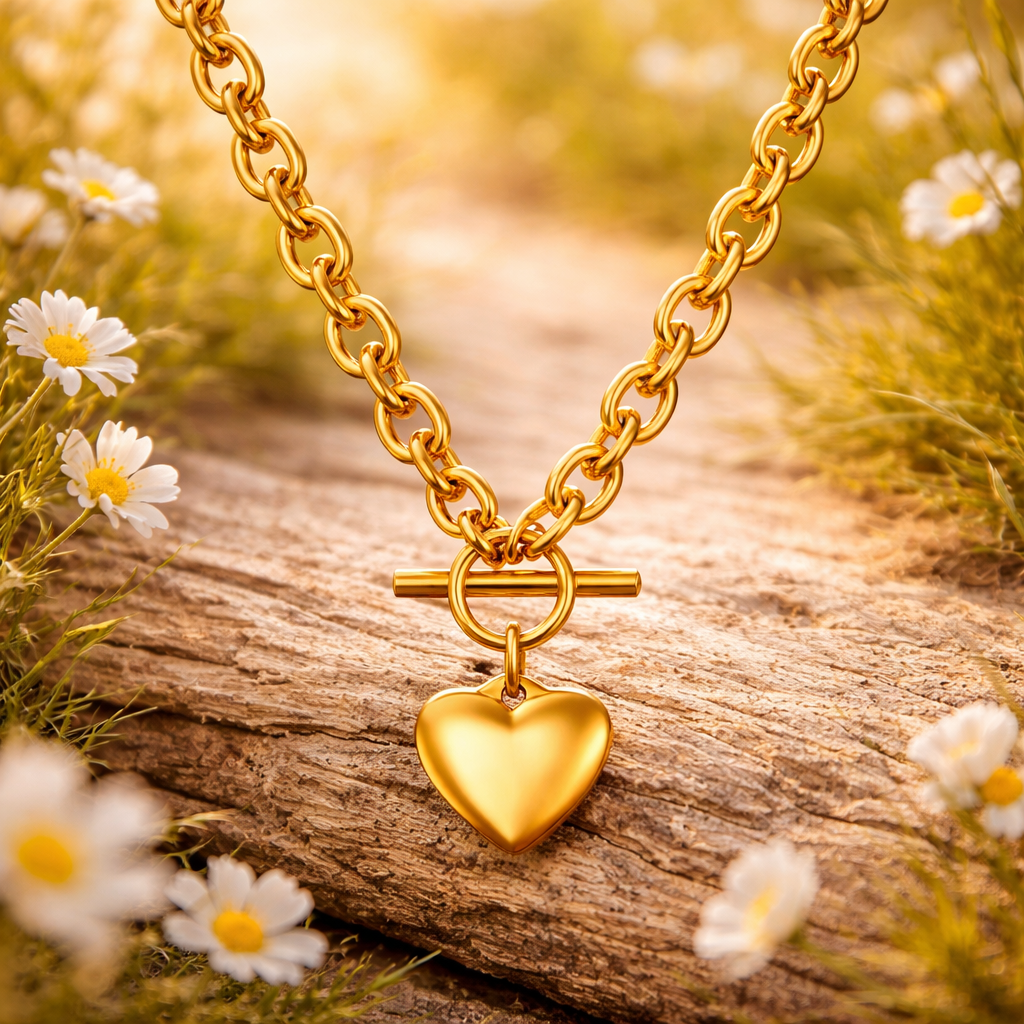Hjerte Halskjede – tidløs eleganse i gull