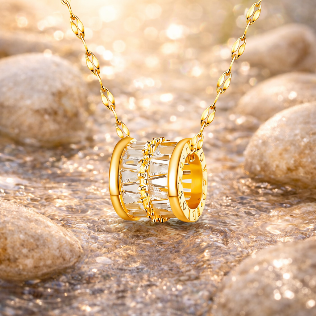 Krystall halskjede – Glitrende eleganse i gyllen harmoni