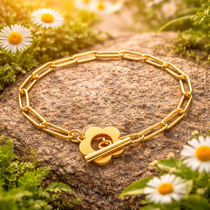 Blomsterarmbånd i 18K Gullbelagt Stål – Elegant og tidløst