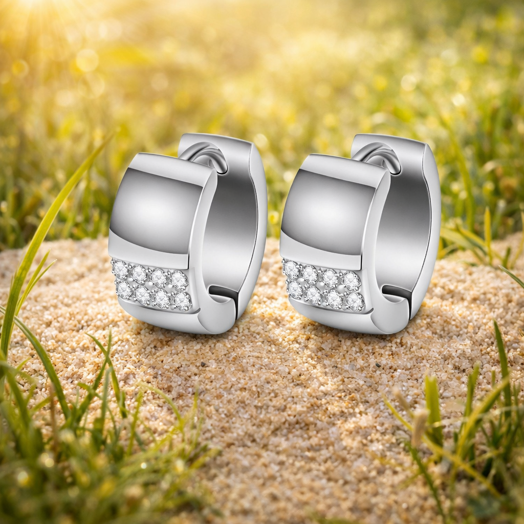 Klassiske Øredobber med Kubisk Zirkonia – Glitrende eleganse i rustfritt stål