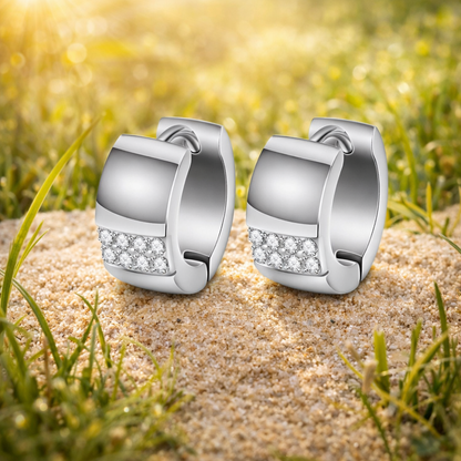 Klassiske Øredobber med Kubisk Zirkonia – Glitrende eleganse i rustfritt stål