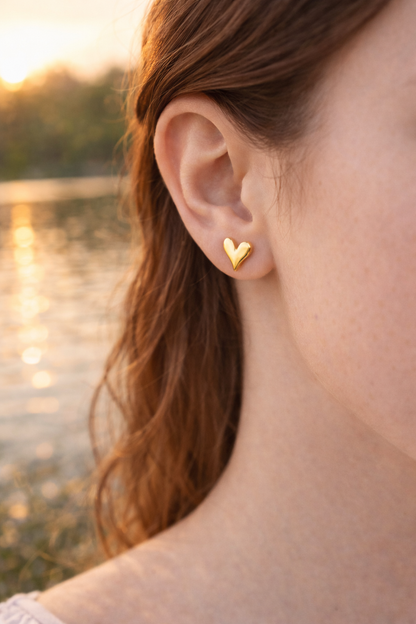 Hjerteformede Øredobber – 18K Gullbelagt Stål
