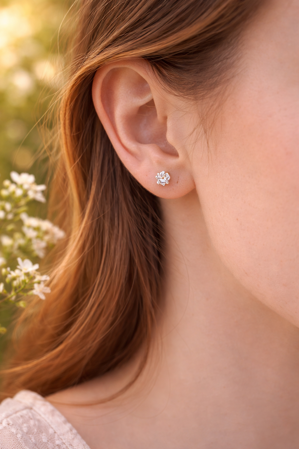 Klassiske Studs med Klar Cubic Zirconia – 18K Gullbelagt Stål