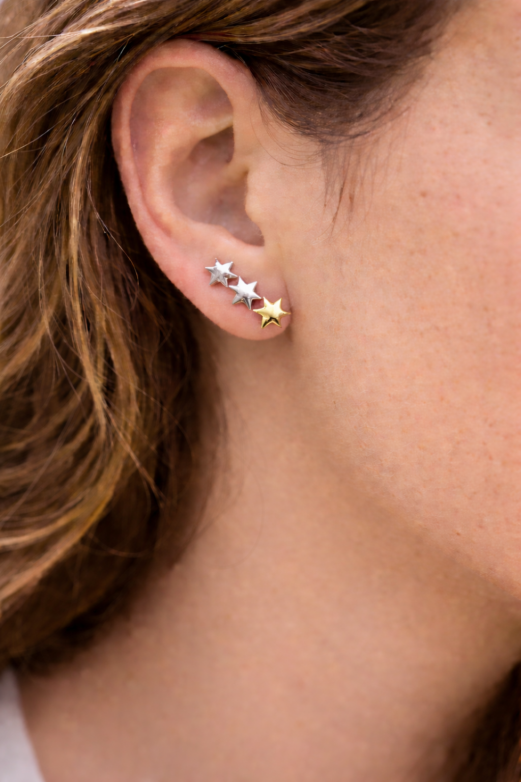 Stjerneøredobber – 18K Gullbelagt Stål