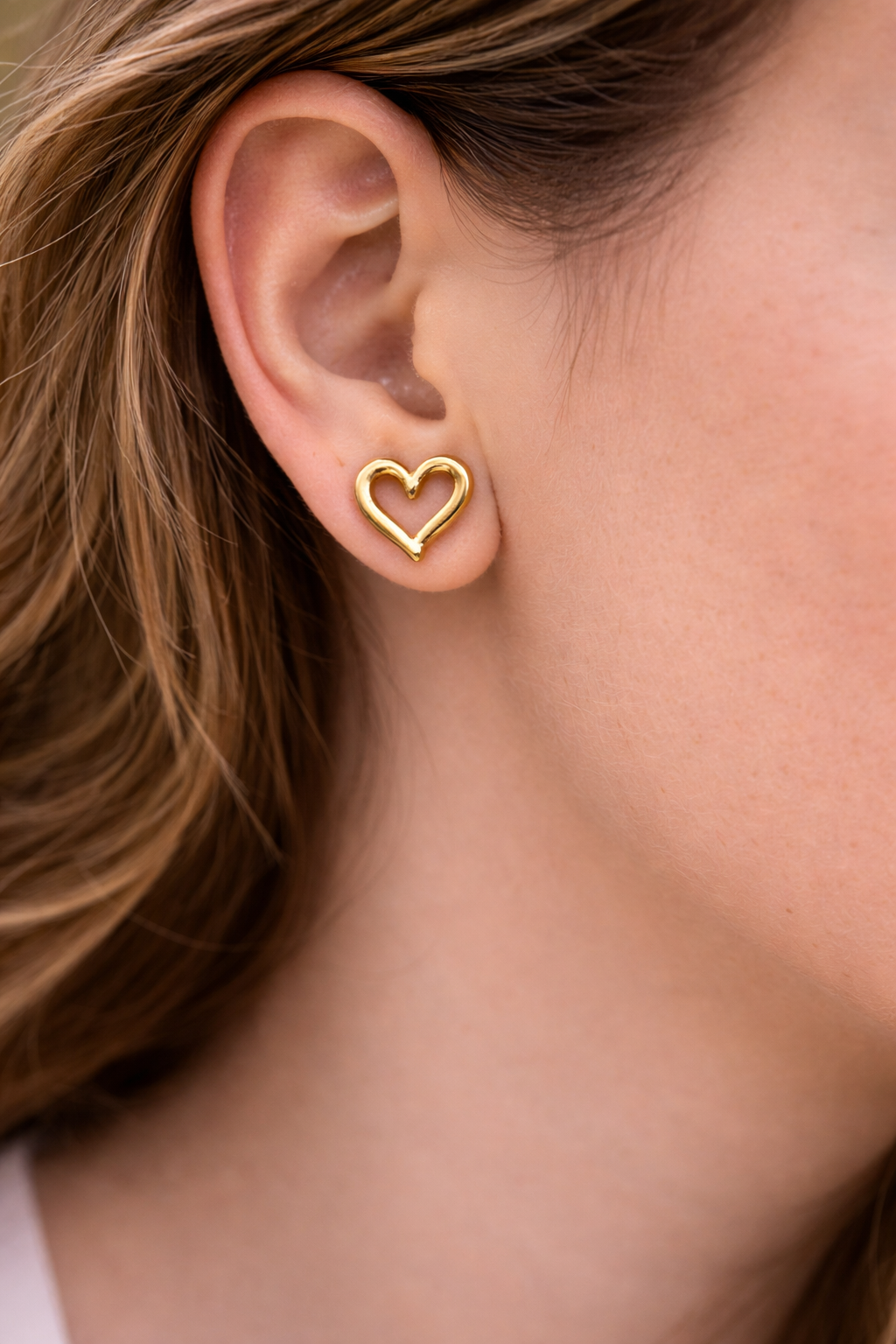 Hjerteøredobber – 18K Gullbelagt Stål