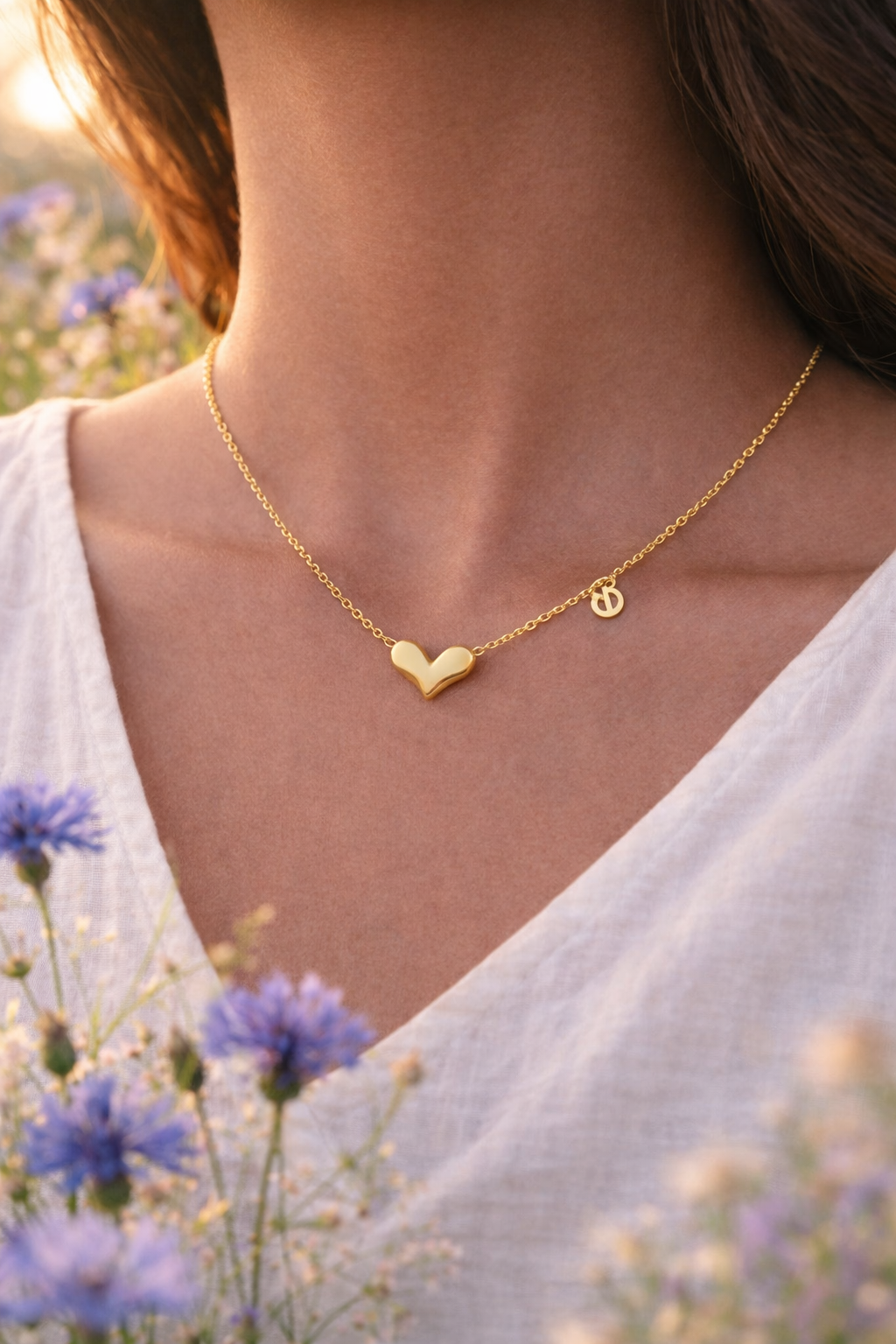 Hjertehalskjede – 18K gullbelagt stål