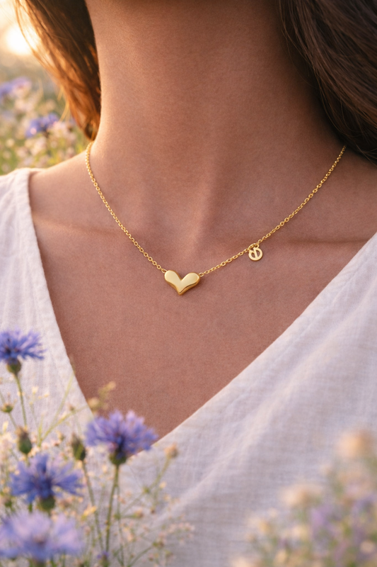 Hjertehalskjede – 18K gullbelagt stål