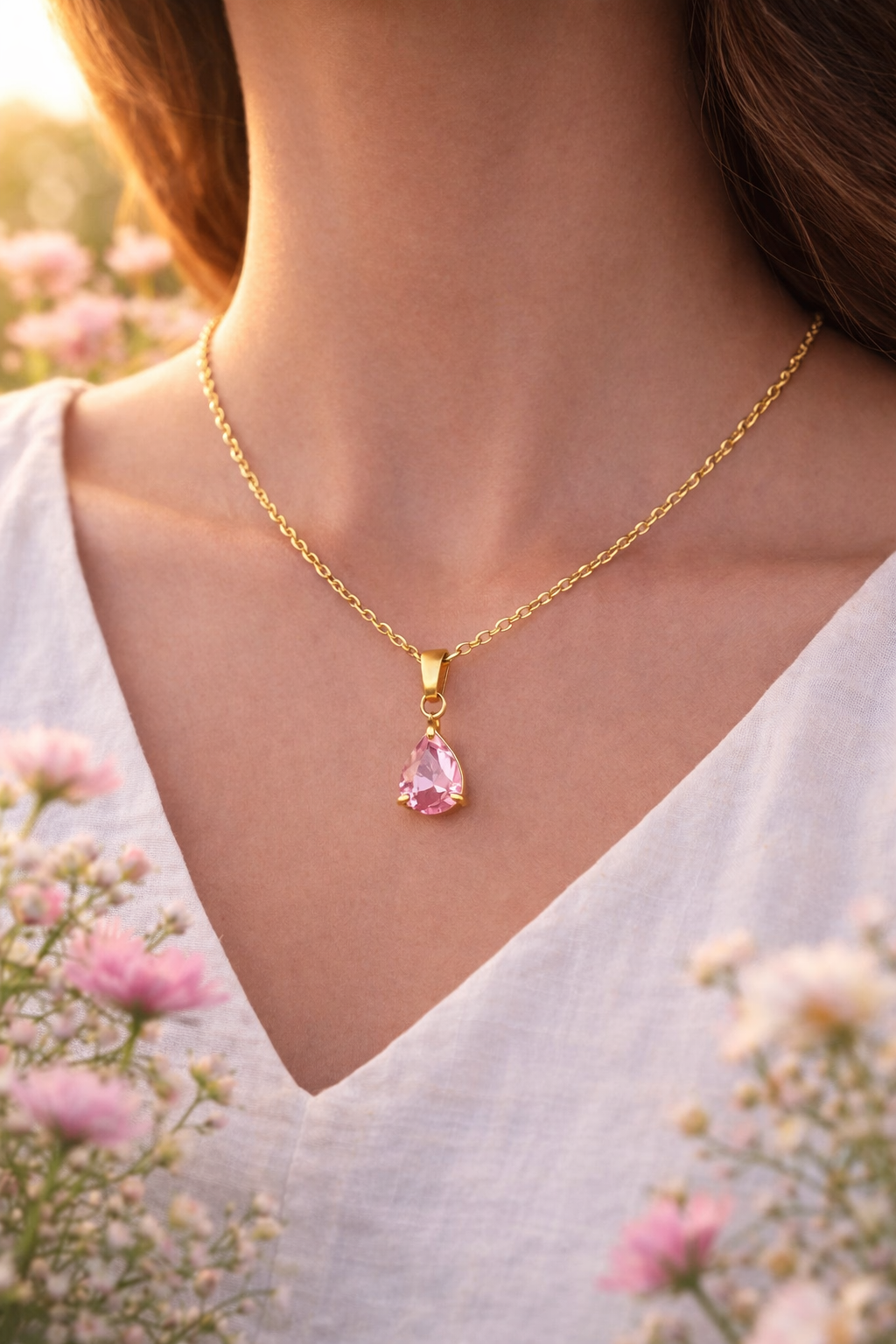 Dråpehalskjede – 18K gullbelagt stål