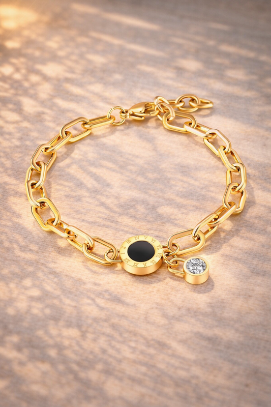 Luksuriøst Leddarmbånd i 18K Gullbelagt Stål