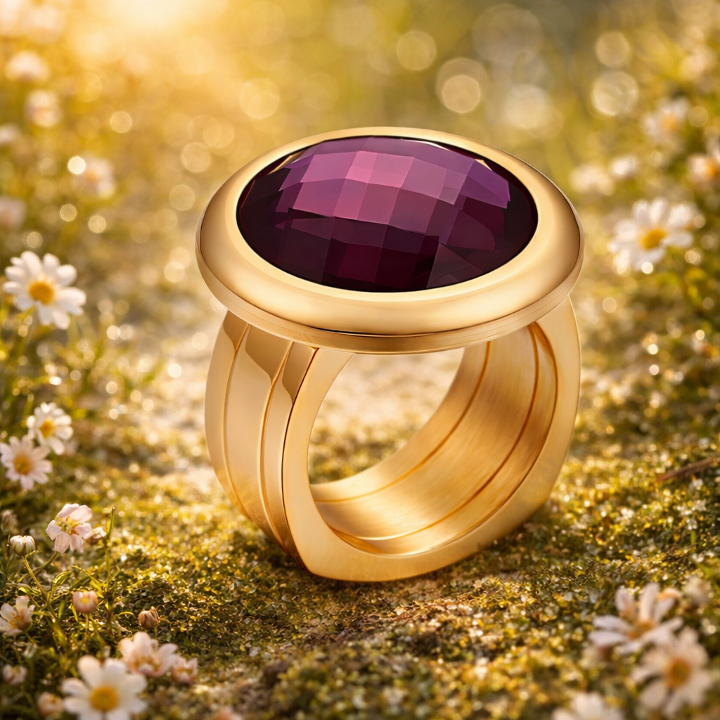 Elegant ring i 18K gullbelagt stål